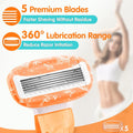 DreamGenius Travel Razors for Women Include 1 Handle and 5 Cartridges, Extra Smooth 5-Blade Travel Essentials Razor with Case for Shaving, Orange