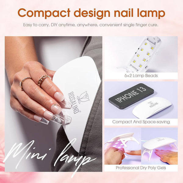 ROSALIND Poly Nail Gel Kit -14 Colors +72 Nail Art Accessories kit Clear Nude Poly Nails Gel Kit Starter Kit with Mini UV Lamp Slip Solution Basic