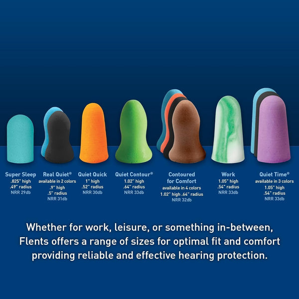 Flents Protechs Quiet Contour Foam Ear Plugs, NRR 33, 10 Pair, Green | Reusable Foam Ear Plugs for Sleeping, Snoring, Loud Noise, Traveling,