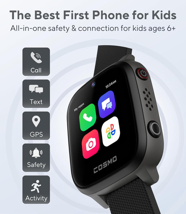 Jrtrack 4 Kids Smart Watch by Cosmo | Phone Watch & GPS Tracker | Enhanced Parental Controls | Call, Text, Activity, Sch