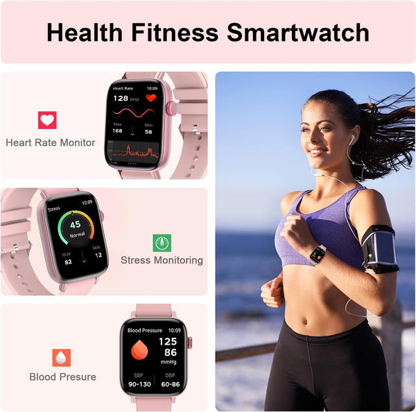 Smart Watch for Android iPhone-Call Receive/Dial/Read Message/AI Control-1.9" HD Screen-IP67 Waterproof Fitness Smartwatch-Blood Pressure/Heart