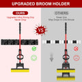 LETMY Broom Holder Wall Mount - Mop and Broom Hanger Holder - Garage Storage Rack & Garden Tool Organizer - 5 Position 6 Hooks Broom Rack for