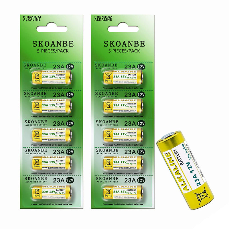 SKOANBE 10PCS Alkaline 23A L1028F LR23A A23S 23 Amp 12 Volt Battery 10Count(Pack of 2)