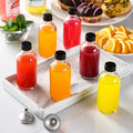 10 Pack, 4 oz Small Clear Glass Bottles w/Lids & 3 Stainless Steel Funnel - 120ml Boston Round Sample Bottle for Potion, Juice, Ginger Shot,