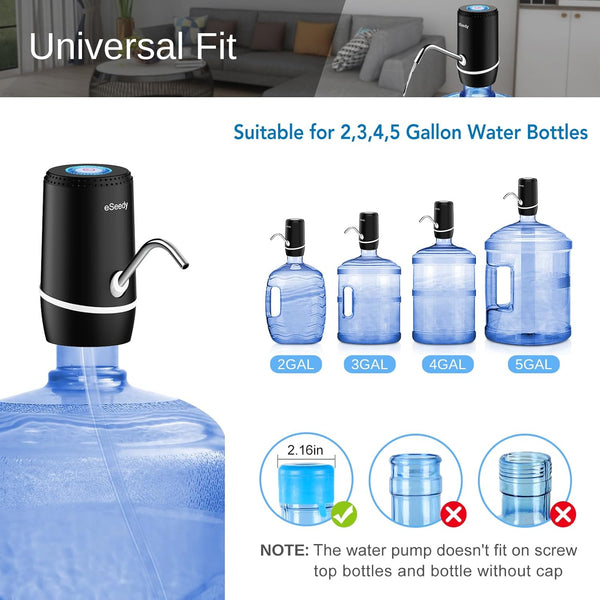 Water Dispenser for 5 Gallon Bottle, Fast Pumping Automatic Water Pump Black