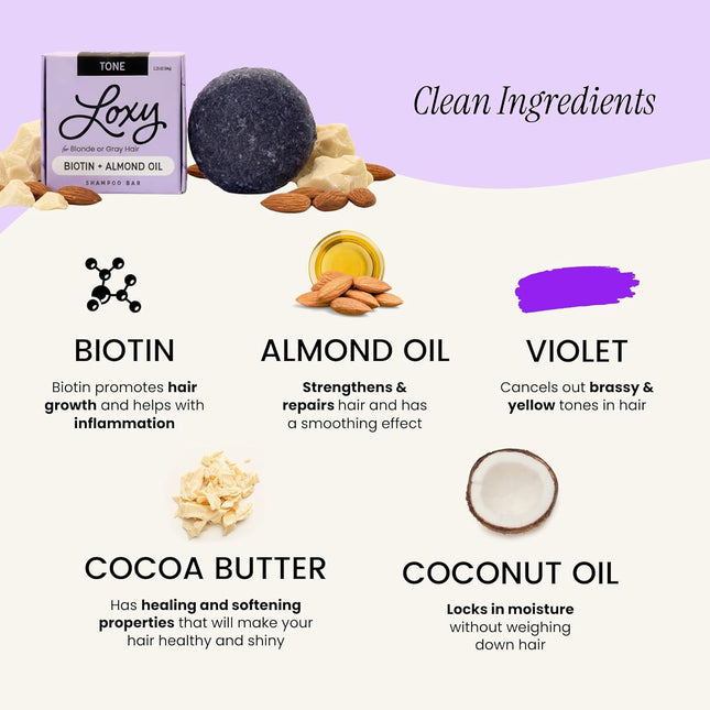 Naturel Purple Toning Shampoo Bar, Blonde or Grey Hair Toning Shampoo Bar with B