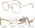 SOJOS Small Blue Light Blocking Glasses Hexagonal Eyeglasses Frame Anti Blue Ray Glasses One and Only SJ5036 0c1 Gold Frame Anti-Blue Light Lens