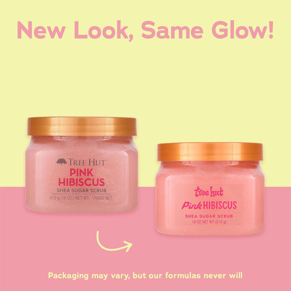 Tree Hut Pink Hibiscus Shea Sugar Scrub | Exfoliating Body Scrub Removes Dead, Dry Skin for a Soft & Hydrated Feel | Nourishing Essential Body
