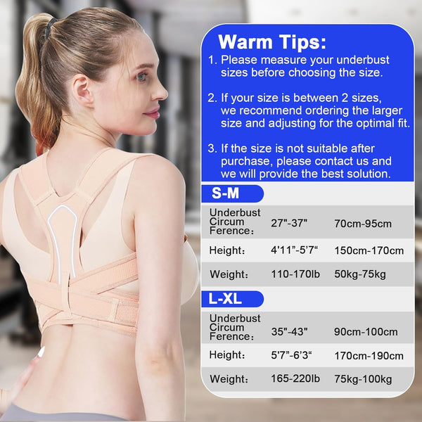 Women Back Braces Posture,Adjustable Upper Back Brace for Clavicle Support and Providing Pain Relief from Neck,Back Brace and Posture Corrector