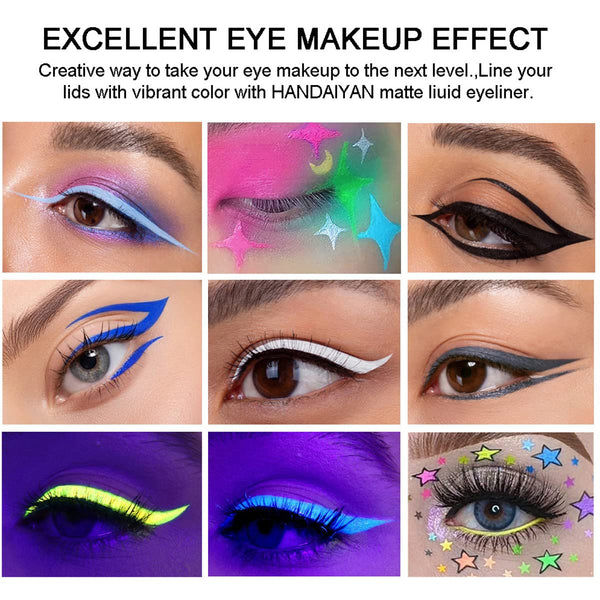 BestLand 12 Colors Matte Liquid Eyeliner Set Colorful UV Neon Eyeliner Pencil Pigmented Waterproof Smudgeproof Long Lasting Eye Liner Xmas