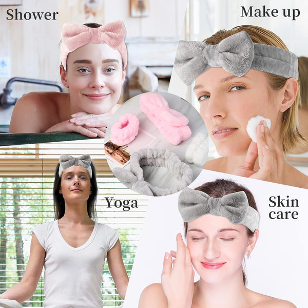 SLNZAPTY 12 PCS Face Wash Headband Wristband Sets for Women and Girls | Soft Microfiber Spa Hair Wraps, Makeup Skincare Bath Headbands, Wrist