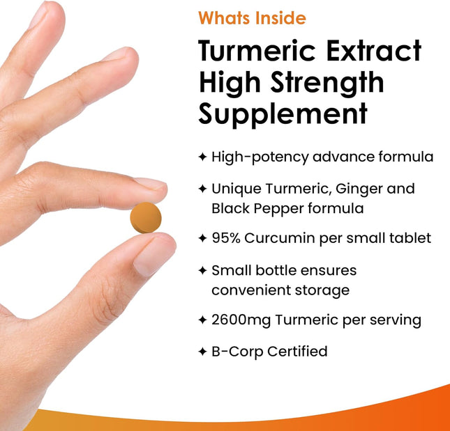 Turmeric Tablets with Black Pepper & Ginger - Curcumin - 180 Turmeric and Black 
