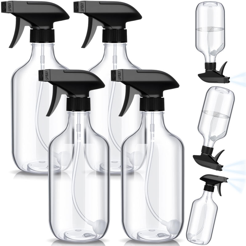 Honeydak 4 Pcs 360° Spray Bottles 16 oz Upside Down Spray Bottles, Plastic Container Is Nice for Plants Cleaning Solutions Durable Nozzle W/fine