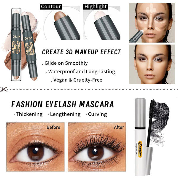 Makeup Set Kit for Women Girls Teens, Makeup Present Set, Includes 9 Color Eyeshadow, Counter Stick, Foundation, Eyebrow Pencil, Eyeliner,