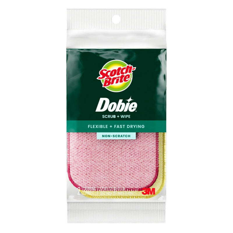 Scotch-Brite Dobie Scrub & Wipe Cloths, Sponge Cloths for Cleaning Kitchen, Bathroom, and Household, Dobie Scrub and Wipe Cloth Absorbs and