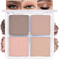4 Colors Deep Rose Soft Pink Beige Brown Eye Shadow Palette Makeup, Neutral Matte Shimmer Eyeshadow Palette for Women Highly Pigmented Waterproof,