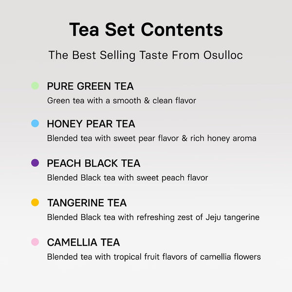 OSULLOC Premium Tea Collection (40 Count, 10 Flavors X 4 Ea), Assorted Tea Bag Sampler, Premium Organic Pure & Blended Self Care Gift Set Box from