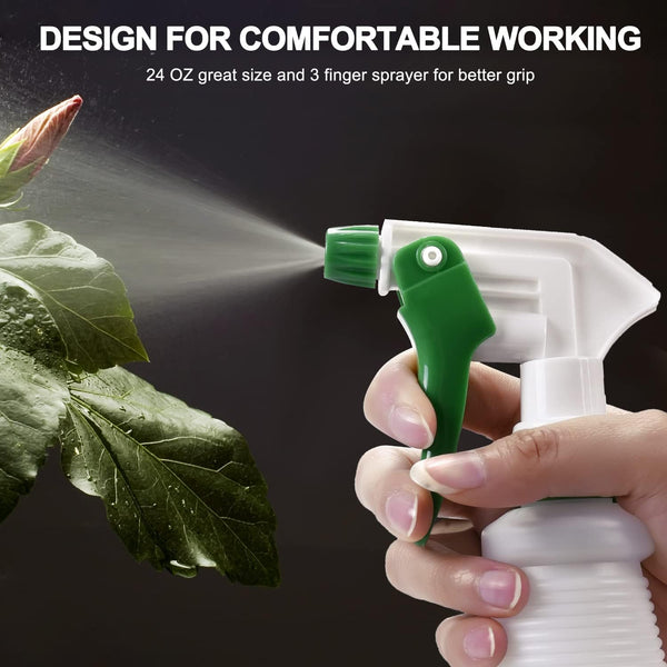 Plastic Spray Bottle (3 Pack, 24 Oz, 3 Colors) Heavy Duty All-Purpose Empty Spraying Leak Proof Mist Water Bottles for Cleaning Solutions Plants