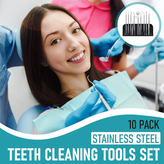 Dental Kit Tools, 10 Pack Stainless Steel Plaque Remover, Dental Tools to Remove