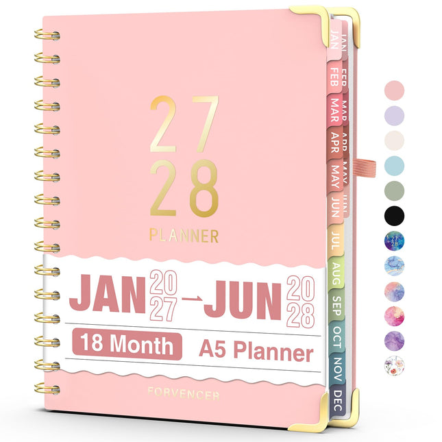 Forvencer Planner 2027-2028, 18 Month Calendar Planner, Jan 2027-June 2028 Pink