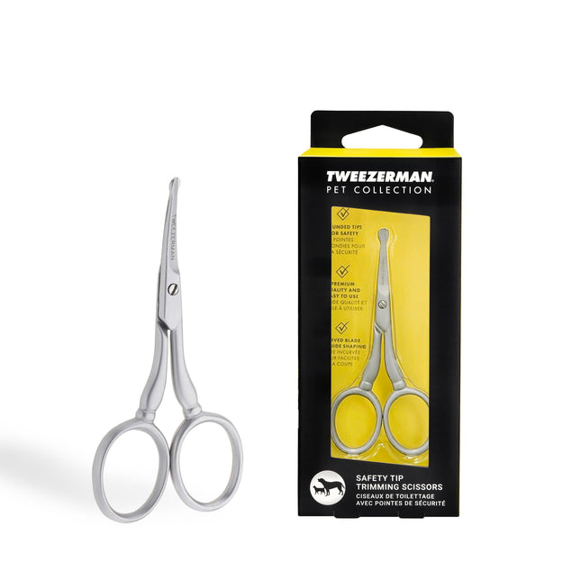 Tweezerman Pet Grooming Scissors, Stainless Steel Rounded Tip Trimming Shears fo