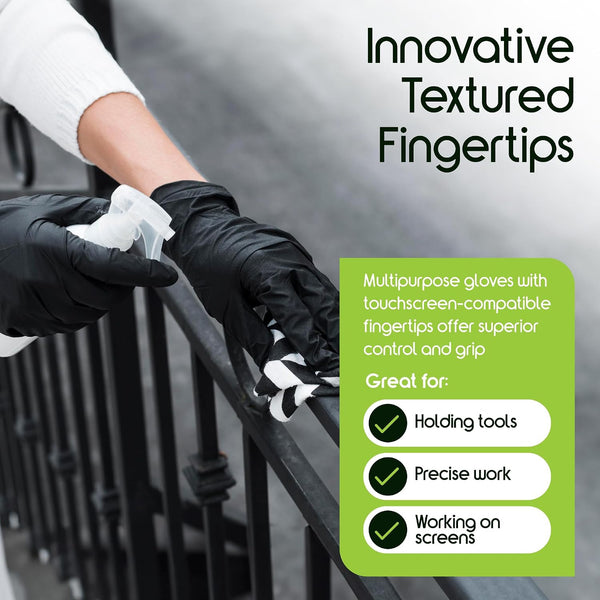 Inspire Black Nitrile Disposable Gloves | 4.5 Nitrile Disposable Safety Medical Cooking Cleaning Gloves Small Black - Box of 100