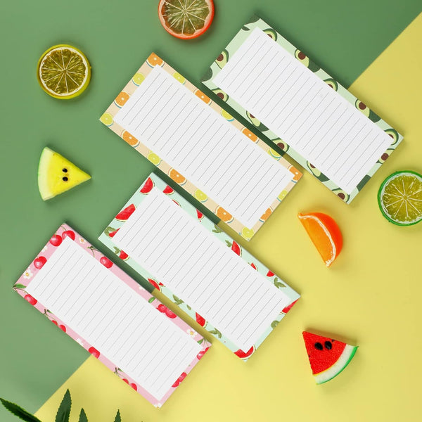 4 Pack Magnetic Notepads for Refrigerator, Grocery List Magnet Pad for Fridge, Fruit Design Magnetic Grocery List Pad for Fridge, Full Magnet Back