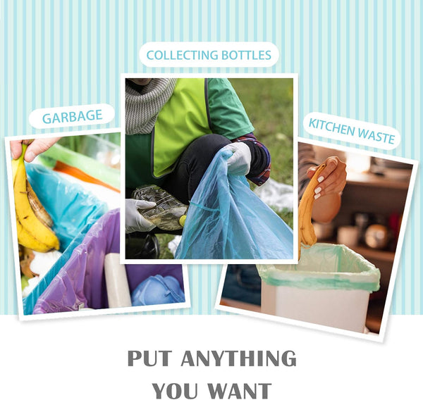 2.6 Gallon/330pcs Strong Trash Bags Colorful Clear Garbage Bags by Teivio, Bathroom Trash Can Bin Liners, Small Plastic Bags for home office