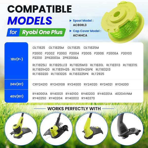 6 Pack Weed Eater String Replacement for Ryobi 18v, 24v, and 40v Cordless Trimmers