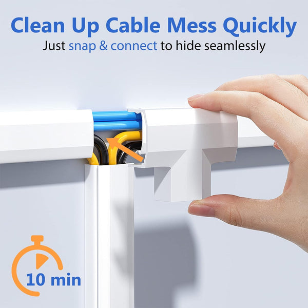 Yecaye 125in Cord Hider, Large Cord Covers for Wires on Wall, Cable Management Kit for Mount TVs, Wire Hider Cable Concealer for Home Office,