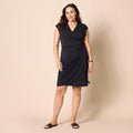 Amazon Essentials Women's Classic Cap Sleeve Wrap Dress with V Neck (Available in Plus Size) Large Black