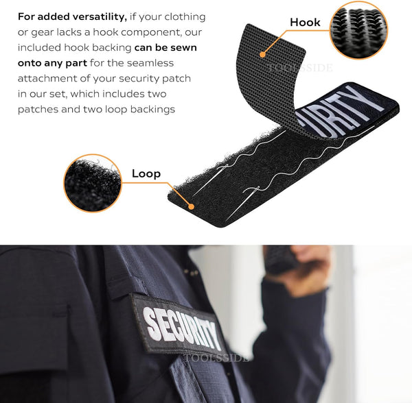 2 Pack Security Patch for Vest Hook and Loop System - Security Patches | One Small and One Large Security Patch with Embroidered Letters for