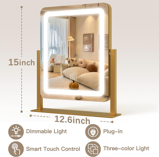 Vanity Mirror with Lights, 12.6"ÃÂ15" LED Makeup Mirror, Lighted Makeup Mirror