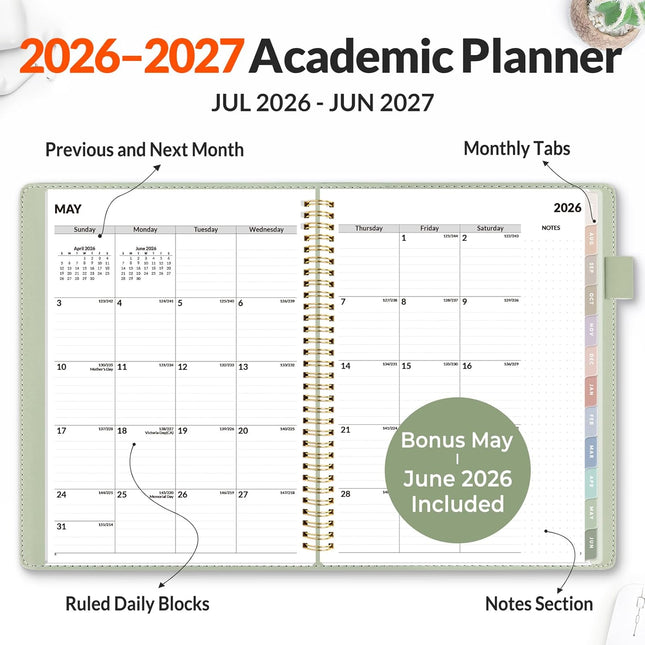 SUNEE 2025-2026 Weekly & Monthly Planner 9"X11.2" - 12 Month (July 2025 - June 2