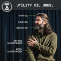 Beardbrand Beard Oil for Men with Jojoba & Vitamin E – Softens Stubble, Conditions Skin & Promotes Beard Growth | Teakwood, Rosemary, & Citrus