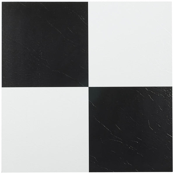 Nexus Self Adhesive 12-Inch Vinyl Floor Tiles, 20 Tiles - 12" x 12", Black/White Pattern - Peel & Stick, DIY Flooring for Kitchen, Dining Room,