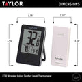 Taylor Wireless Digital Indoor Outdoor Thermometer, Easy to Read Numbers for Patio, Pool, and Indoor Areas, LCD, Black Black Thermometer