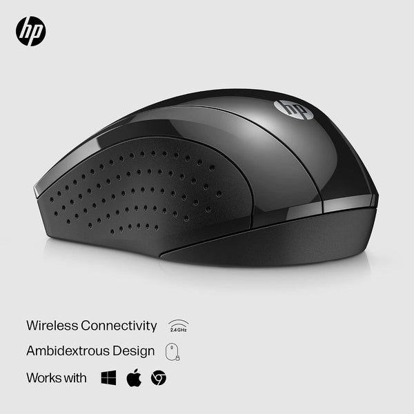 HP X3000 G3 Wireless Mouse - Black, 15-Month Battery, Side Grips for Control, Travel-Friendly, Blue LED, Powerful 1600 DPI Optical Sensor,