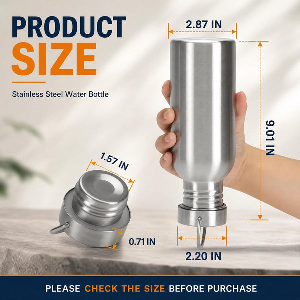 Yopay 2 Pack Sports Water Bottle, 12OZ Single Walled 18/8 Stainless Steel Water Bottle for Cyclists, Runners, Hikers, Beach Goers, Picnics,