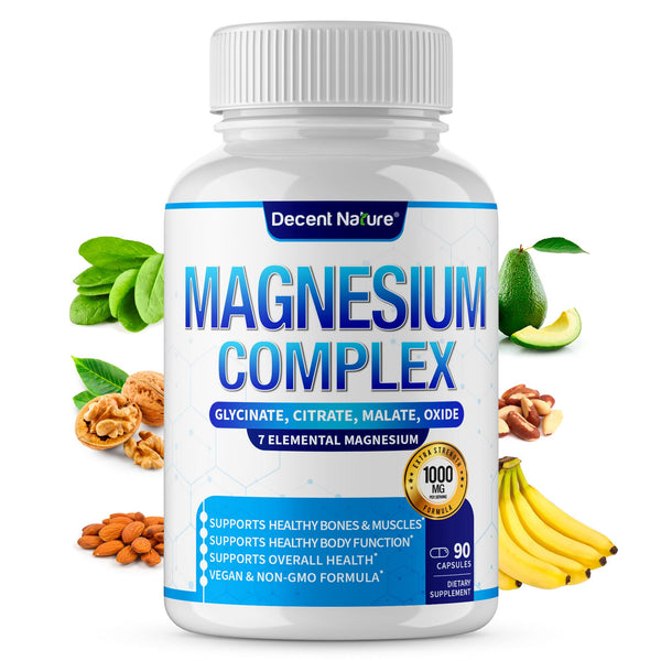 Magnesium Complex 7 Elemental Magnesium Supplement 1000mg – Magnesium Glycinate, Citrate, Malate, Taurate, Oxide, Aspartate, Orotate Non-GMO 90