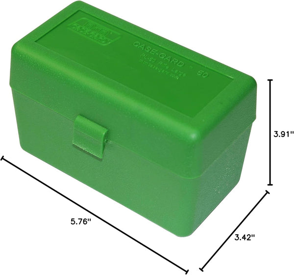 MTM 50 Round Flip-Top Rifle Ammo Box 270 Win 280 Rem 30-06, Green