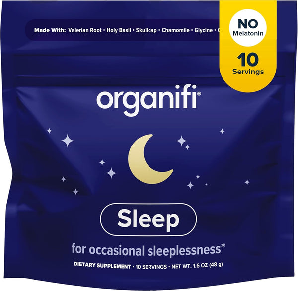 Organifi Sleep - Sleep Support with Valerian Root, Lavender, GABA and L-Theanine - No Melatonin - Calming and Relaxing Nighttime Drink - No