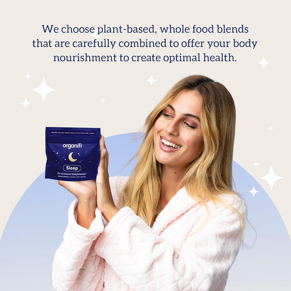 Organifi Sleep - Sleep Support with Valerian Root, Lavender, GABA and L-Theanine - No Melatonin - Calming and Relaxing Nighttime Drink - No