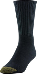 GOLDTOE Men's Cotton Blend Athletic Crew Socks, 6-pairs Large Black