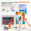Shuttle Art 54 Pack Acrylic Paint Set, Acrylic Painting Set with 30 Colors Acrylic Paint, Wooden Easel, Painting Canvas, Paint Brushes, Palette,