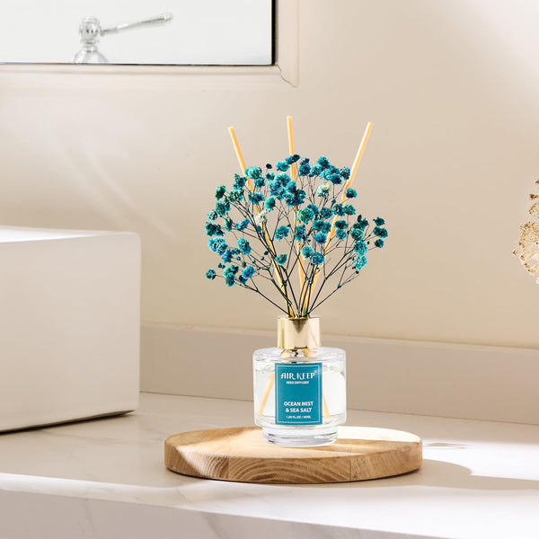 Airkeep Reed Diffuser Set of 3,Clean Linen Ocean Mist&Sea Salt Lavender Eucalyptus Oil Reed Diffusers for Bedroom Living Room Office Aromatherapy