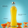 Joyjolt Glass Water Bottles - 2Pc Set, 32 Oz/1 Liter, Clear Glass with Stainless Steel Lids, Leakproof, Ideal for Juicing or Iced Tea