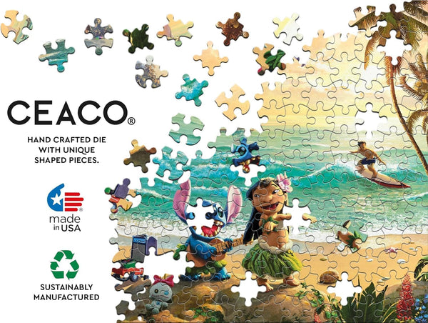 Ceaco - Thomas Kinkade Disney Lilo & Stitch 1000 Piece Jigsaw Puzzle, Premium Recycled Board, Made in USA, Includes Full-Color Poster, 26.75 x