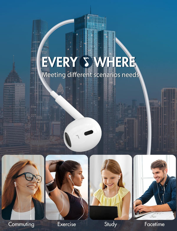 Antool Wired Earbuds,【Ultra Clear Calls & no Noise】 Headphones Earbuds Wired 3.5mm, in-Ear Earphones with Mic, Compatible with