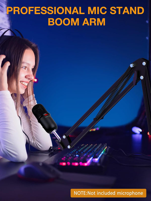 QuadCast Boom Arm, Mic Arm for Blue Yeti HyperX QuadCast SoloCast Fifine AM8 and Most Microphone, Mic Stand Desk with 3/8" to 5/8" Adapter by
